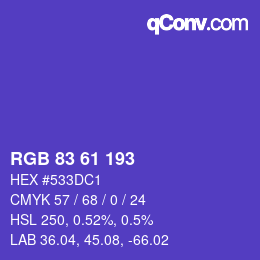 カラーコード: RGB 83 61 193 | qconv.com