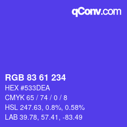 Color code: RGB 83 61 234 | qconv.com