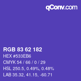颜色代码: RGB 83 62 182 | qconv.com