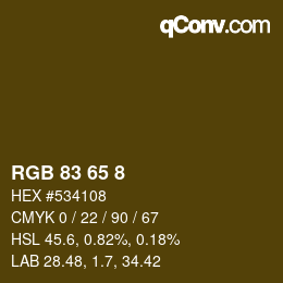 Color code: RGB 83 65 8 | qconv.com