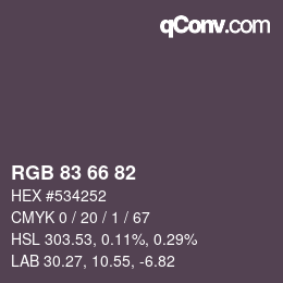颜色代码: RGB 83 66 82 | qconv.com