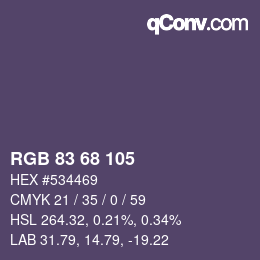 カラーコード: RGB 83 68 105 | qconv.com
