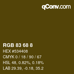 Color code: RGB 83 68 8 | qconv.com