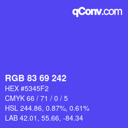 Color code: RGB 83 69 242 | qconv.com