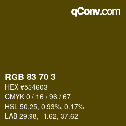Color code: RGB 83 70 3 | qconv.com