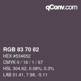 Color code: RGB 83 70 82 | qconv.com