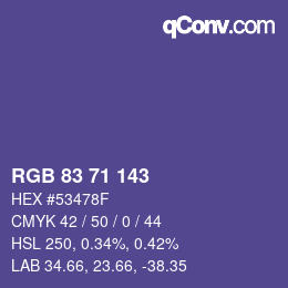 カラーコード: RGB 83 71 143 | qconv.com