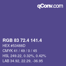 カラーコード: RGB 83 72.4 141.4 | qconv.com