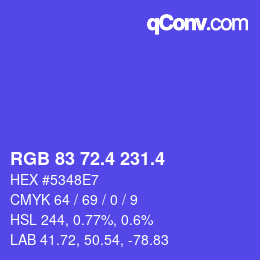 カラーコード: RGB 83 72.4 231.4 | qconv.com