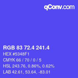 カラーコード: RGB 83 72.4 241.4 | qconv.com