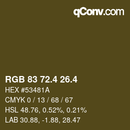 カラーコード: RGB 83 72.4 26.4 | qconv.com