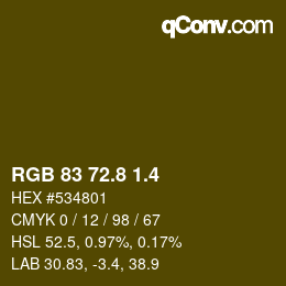 カラーコード: RGB 83 72.8 1.4 | qconv.com