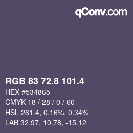 カラーコード: RGB 83 72.8 101.4 | qconv.com