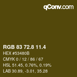 カラーコード: RGB 83 72.8 11.4 | qconv.com