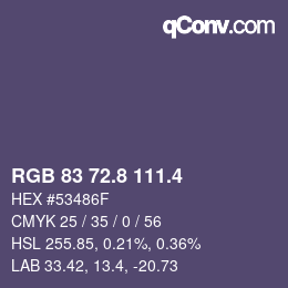 カラーコード: RGB 83 72.8 111.4 | qconv.com