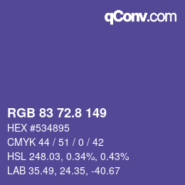 カラーコード: RGB 83 72.8 149 | qconv.com