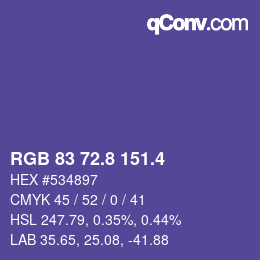 カラーコード: RGB 83 72.8 151.4 | qconv.com