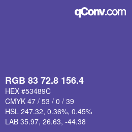 カラーコード: RGB 83 72.8 156.4 | qconv.com