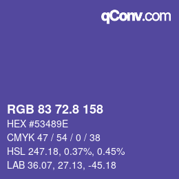 Color code: RGB 83 72.8 158 | qconv.com