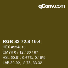 カラーコード: RGB 83 72.8 16.4 | qconv.com