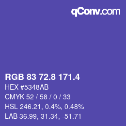 カラーコード: RGB 83 72.8 171.4 | qconv.com