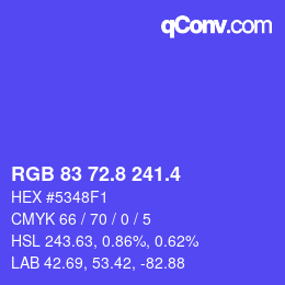 カラーコード: RGB 83 72.8 241.4 | qconv.com
