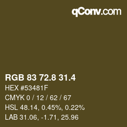 カラーコード: RGB 83 72.8 31.4 | qconv.com