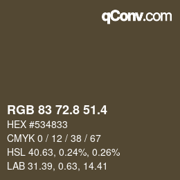 カラーコード: RGB 83 72.8 51.4 | qconv.com