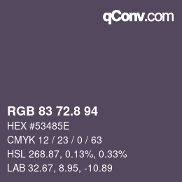 Color code: RGB 83 72.8 94 | qconv.com