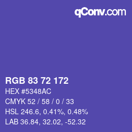 Color code: RGB 83 72 172 | qconv.com