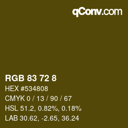 Color code: RGB 83 72 8 | qconv.com