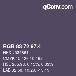 カラーコード: RGB 83 72 97.4 | qconv.com