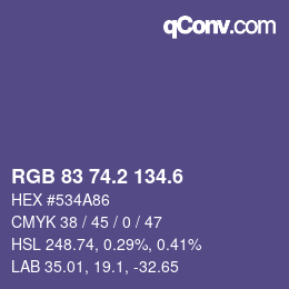 カラーコード: RGB 83 74.2 134.6 | qconv.com