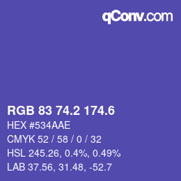 カラーコード: RGB 83 74.2 174.6 | qconv.com