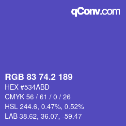 Color code: RGB 83 74.2 189 | qconv.com