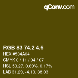 カラーコード: RGB 83 74.2 4.6 | qconv.com