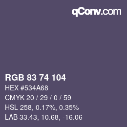 Farbcode: RGB 83 74 104 | qconv.com