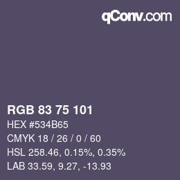 Color code: RGB 83 75 101 | qconv.com