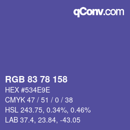 Color code: RGB 83 78 158 | qconv.com
