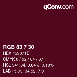 カラーコード: RGB 83 7 30 | qconv.com