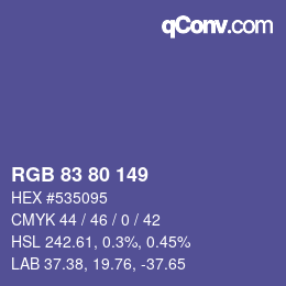 Color code: RGB 83 80 149 | qconv.com