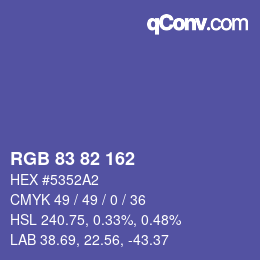 Color code: RGB 83 82 162 | qconv.com