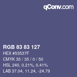 颜色代码: RGB 83 83 127 | qconv.com