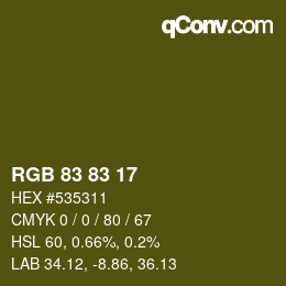 Color code: RGB 83 83 17 | qconv.com