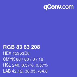 Color code: RGB 83 83 208 | qconv.com