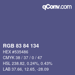 Color code: RGB 83 84 134 | qconv.com