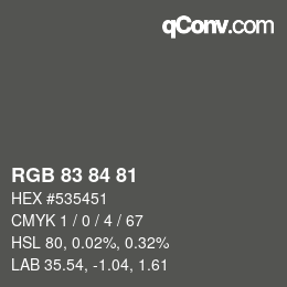 Farbcode: RGB 83 84 81 | qconv.com