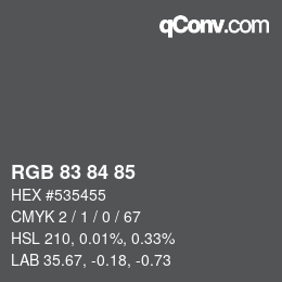 Color code: RGB 83 84 85 | qconv.com