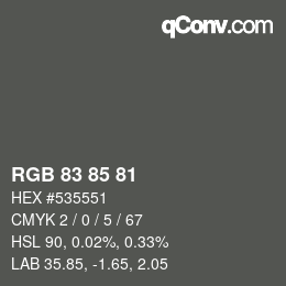 Código de color: RGB 83 85 81 | qconv.com