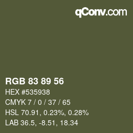 Farbcode: RGB 83 89 56 | qconv.com
